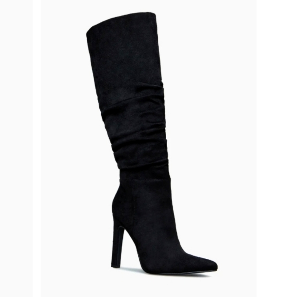 Wide Calf or Plus Size Black Boots Slouchy Stiletto. Winter & Fall. 💕